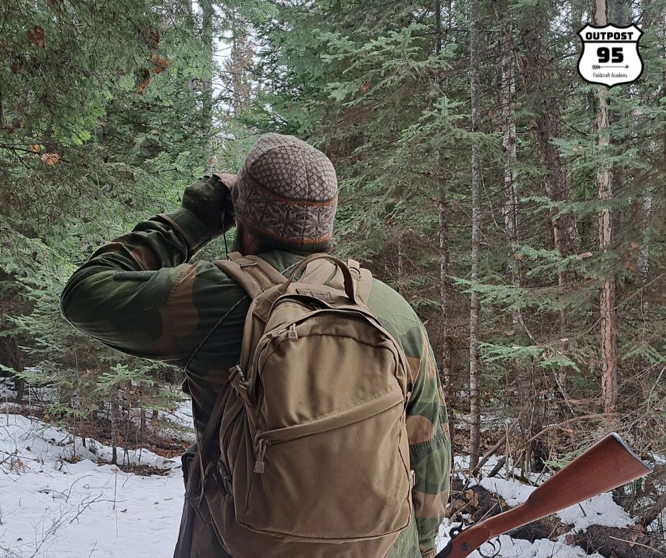 Burning through the vegetation with binoculars.